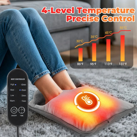 Electric Plush Foot Warmer with Adjustable Heat and Timer