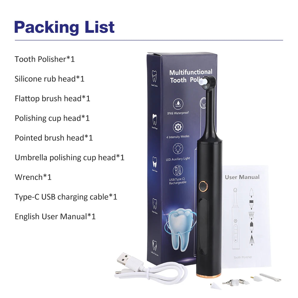Electric Dental Plaque Remover and Teeth Polishing Kit - 10