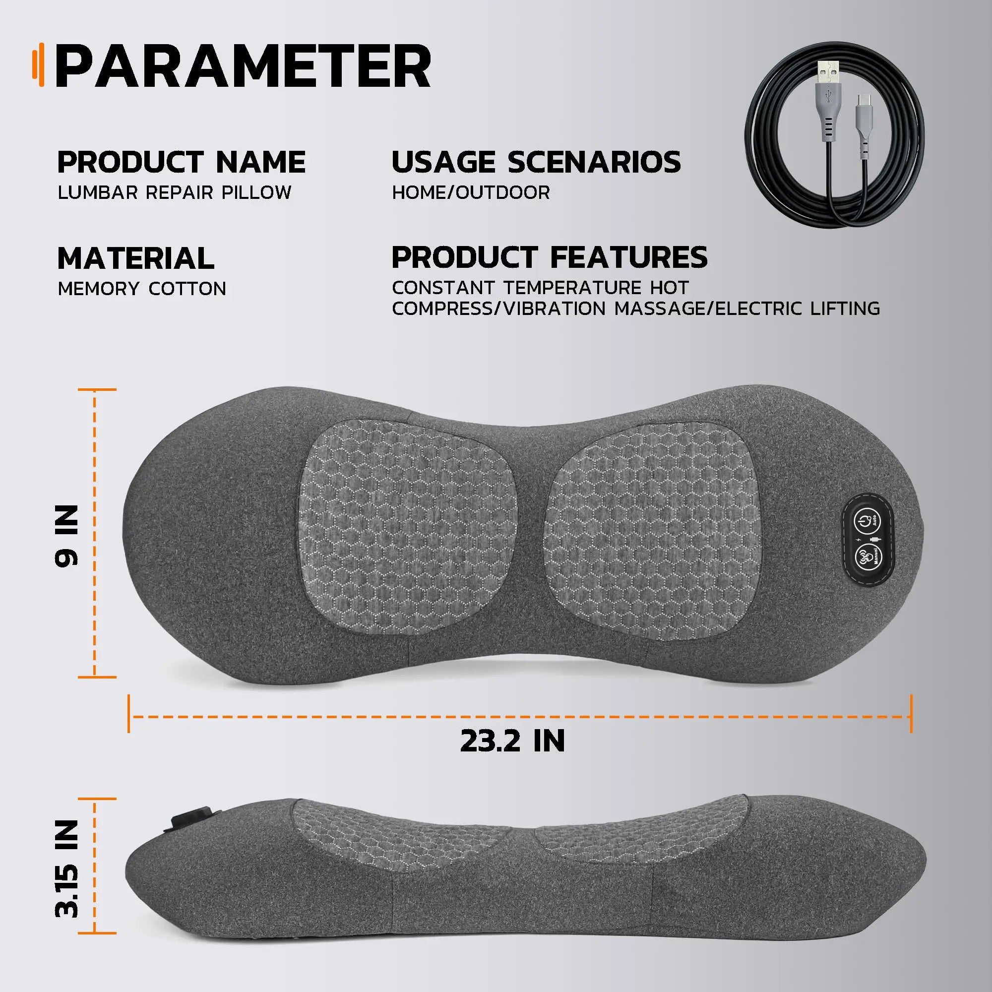 3-in-1 Heated Electric Back Massage Support Pillow - 6