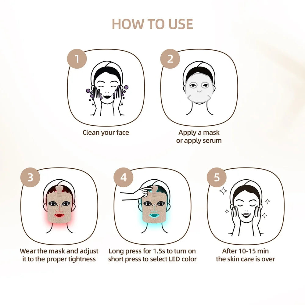 7-Color LED Photon Therapy Silicone Facial Mask - 24