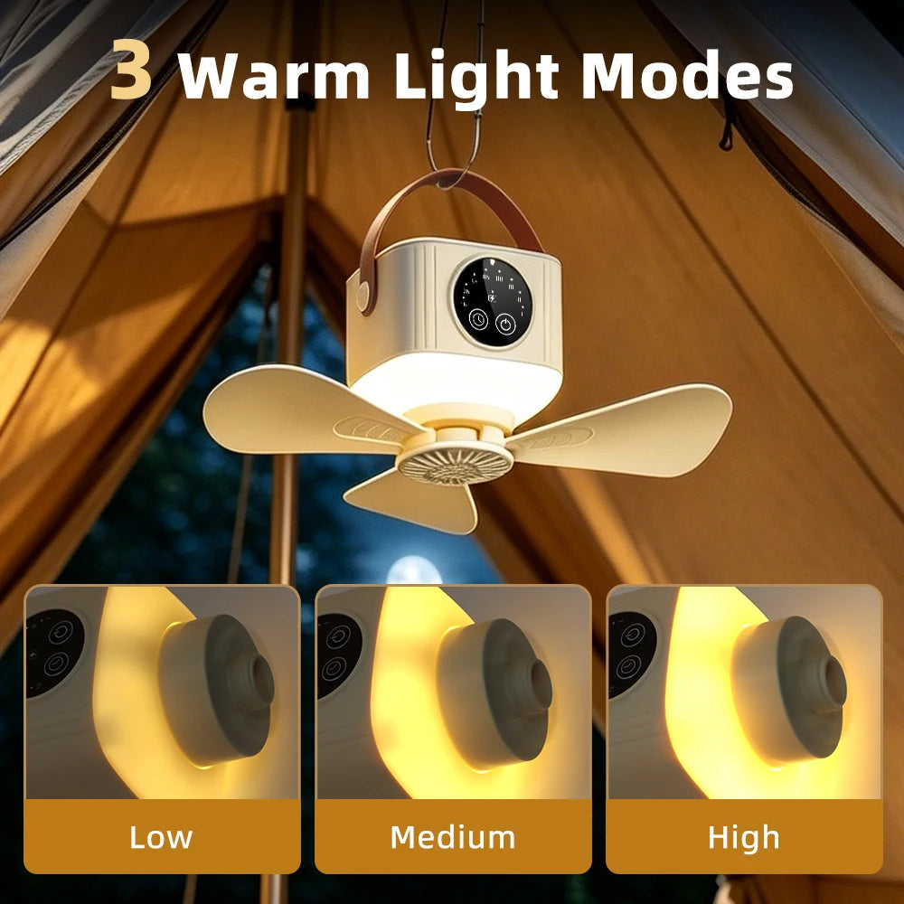 Portable Rechargeable Ceiling Fan with LED Light and Remote - 9