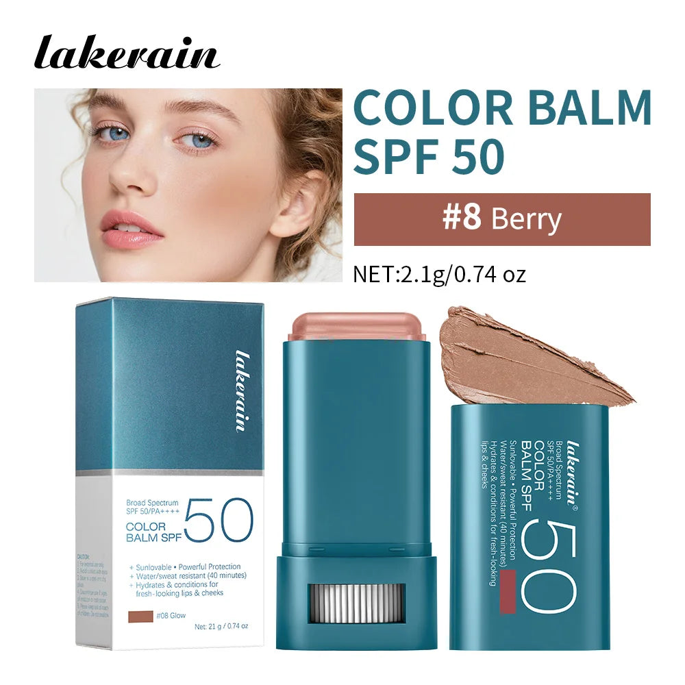 SPF 50 Tinted Sunscreen Blush Stick for Cheeks and Lips - 21