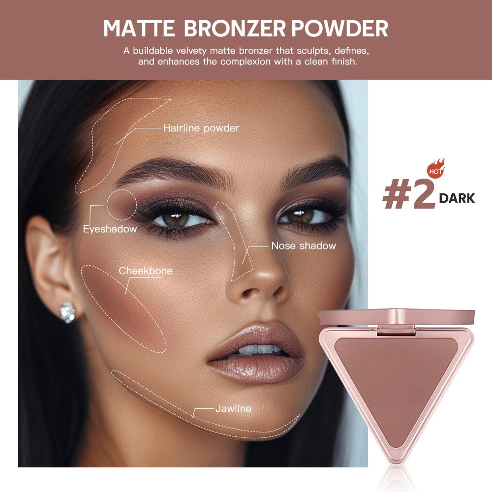 Matte Bronzer Powder for Face Contouring and Shading - 2