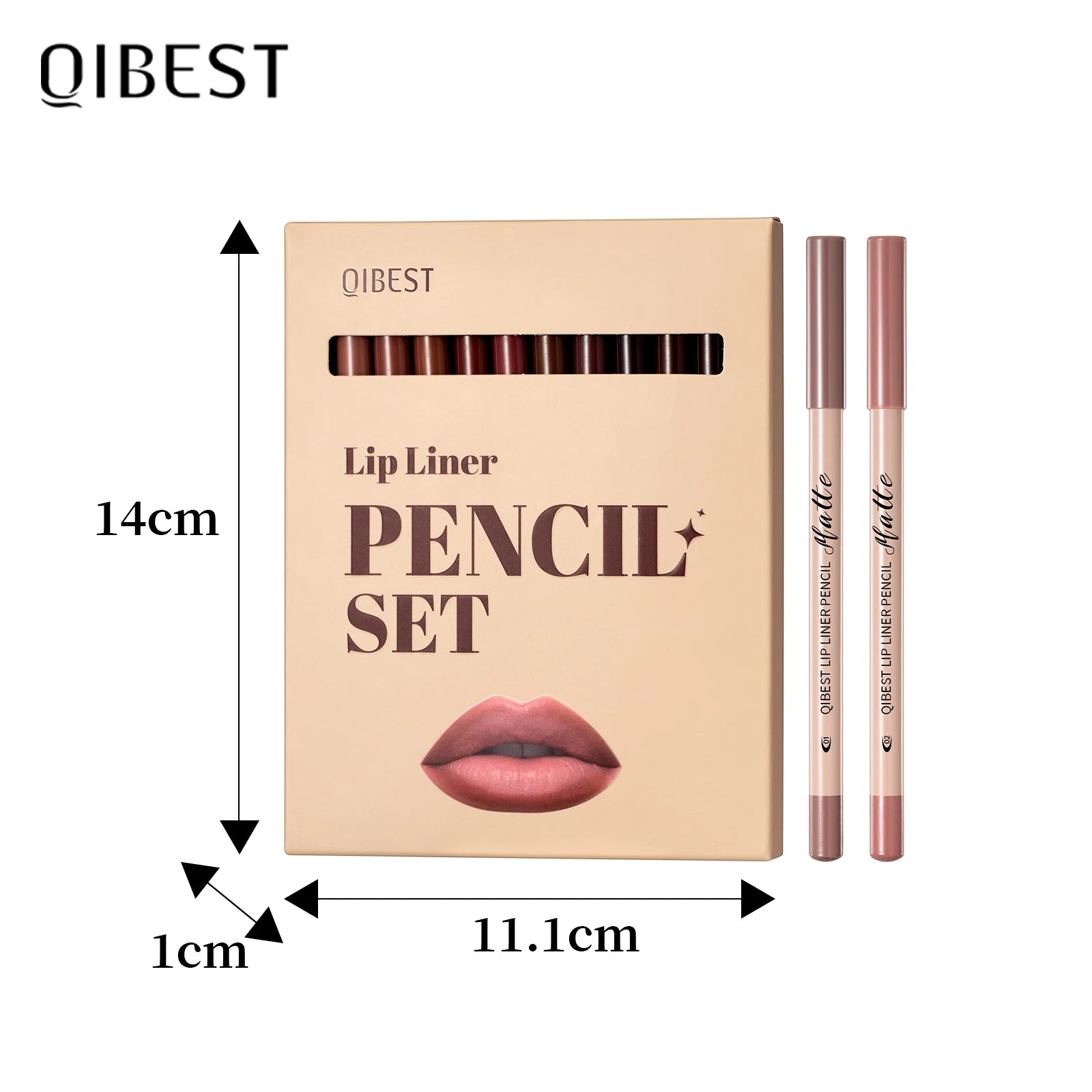 12-Color Waterproof Matte Lip Liner Pencil Set - 6