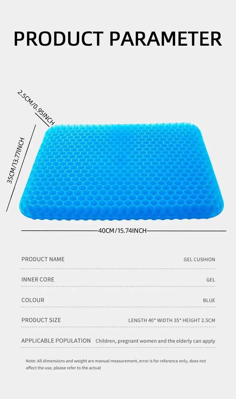 Ergonomic Honeycomb Gel Seat Cushion for Pain Relief - 15