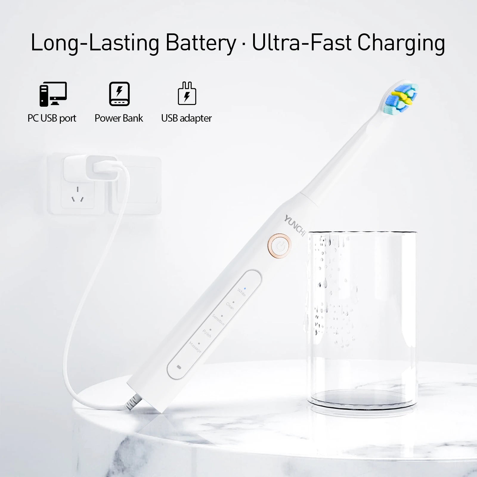 Electric Sonic Toothbrush with 8 Replacement Heads - 7