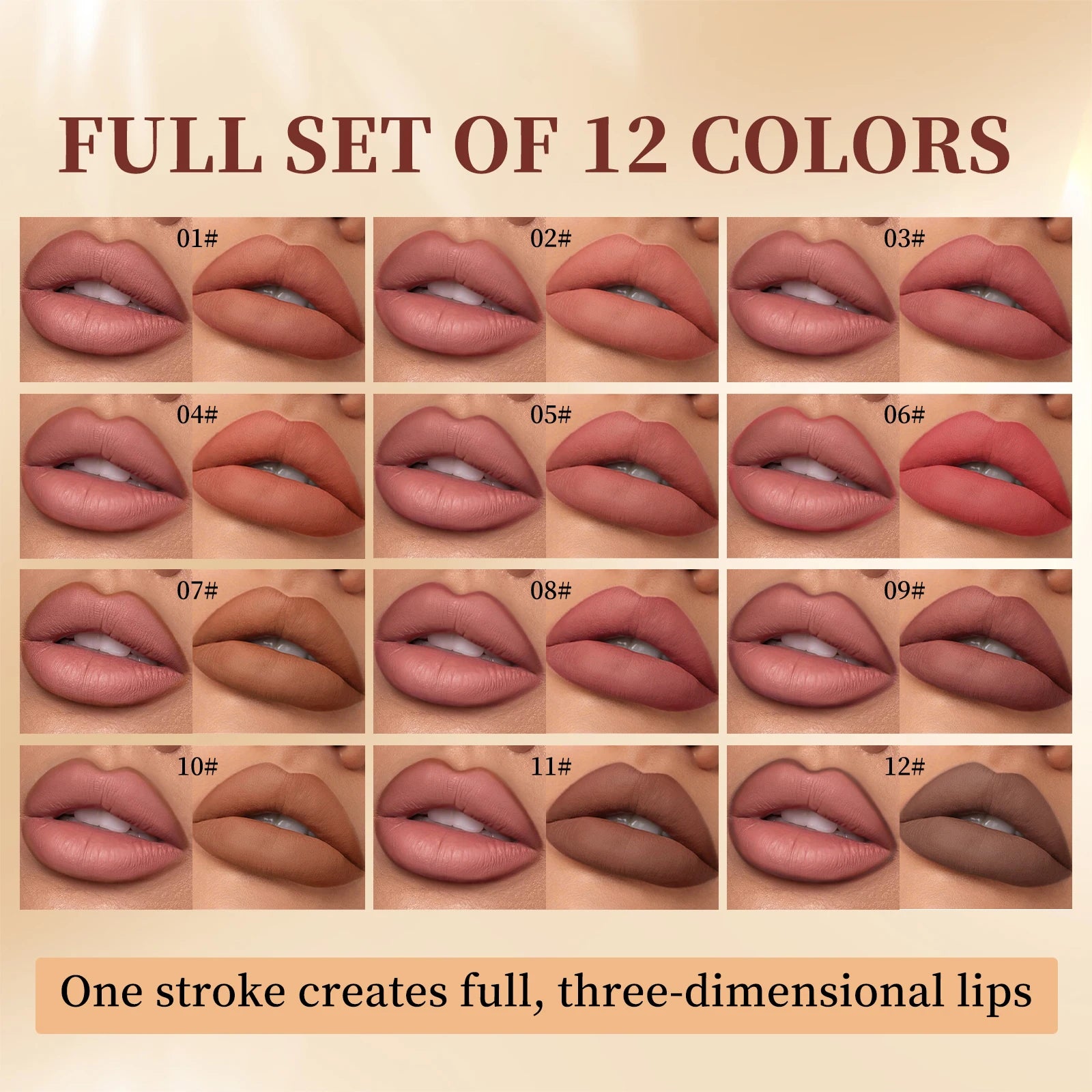 12-Color Waterproof Matte Lip Liner Pencil Set - 2