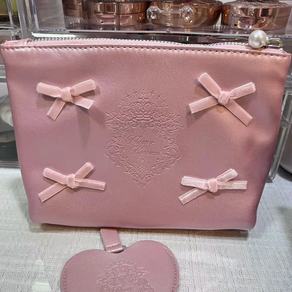 Quilted Pink Cosmetic Handbag for Daily Essentials - 13