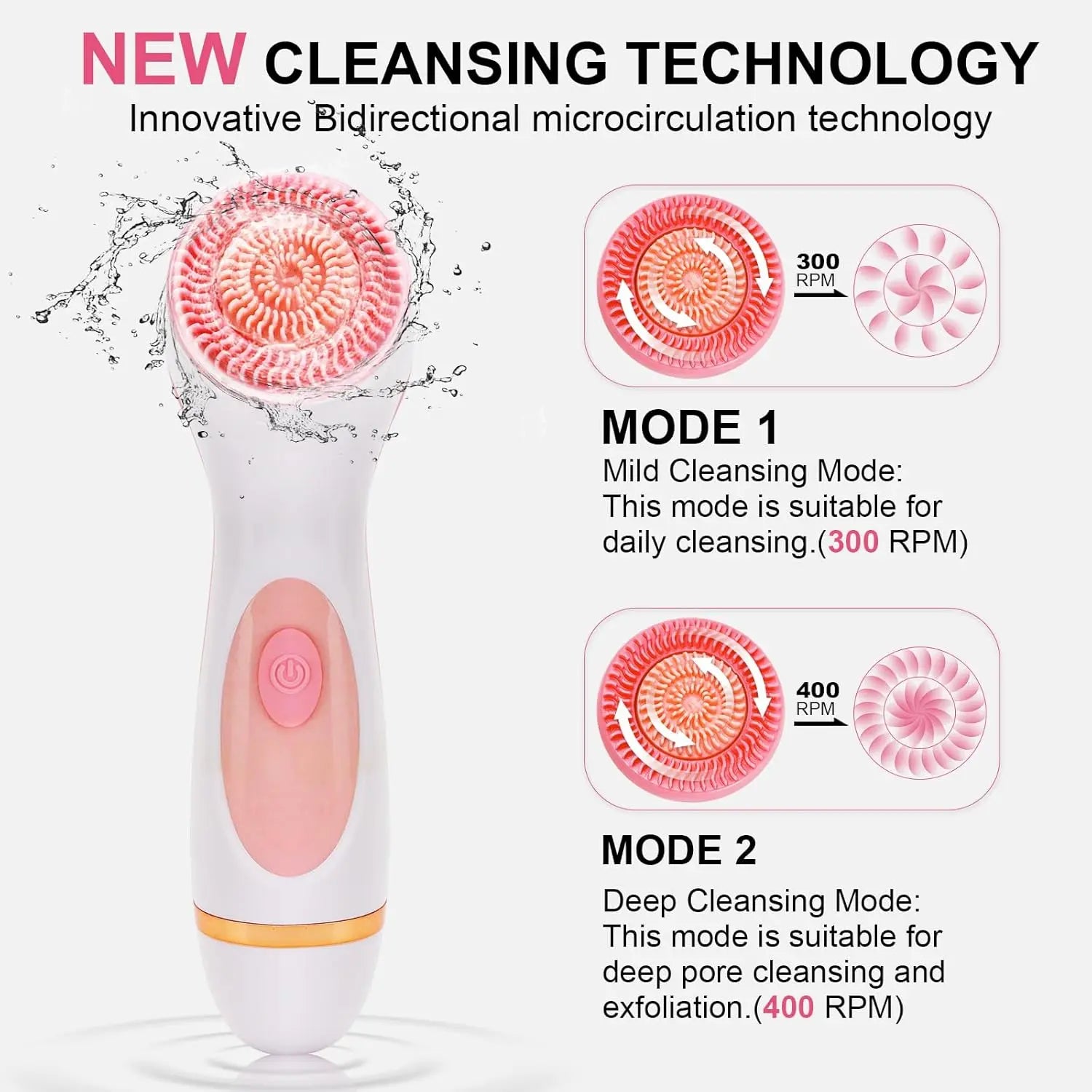 3-in-1 Waterproof Electric Facial Cleansing Brush - 4