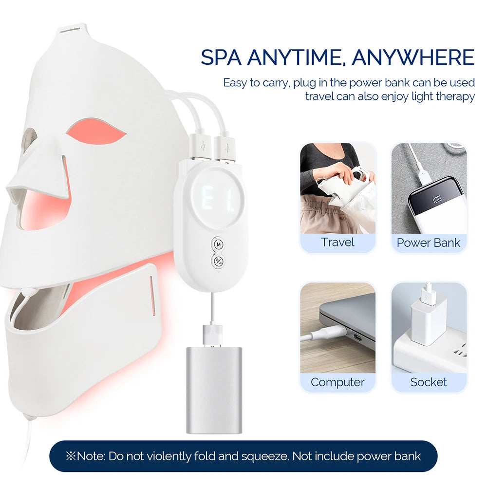 Flexible Silicone LED Light Therapy Mask for Face and Neck - 20