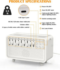 4-in-1 Sleep Sound Machine, Humidifier and Bluetooth Speaker