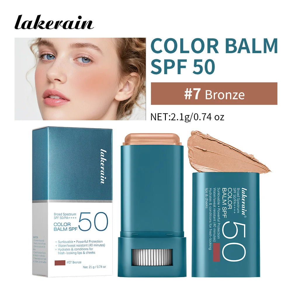 SPF 50 Tinted Sunscreen Blush Stick for Cheeks and Lips - 25
