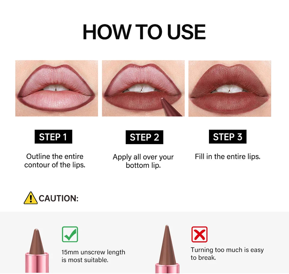 2-in-1 Waterproof Matte Lip Liner and Lipstick Crayon - 23