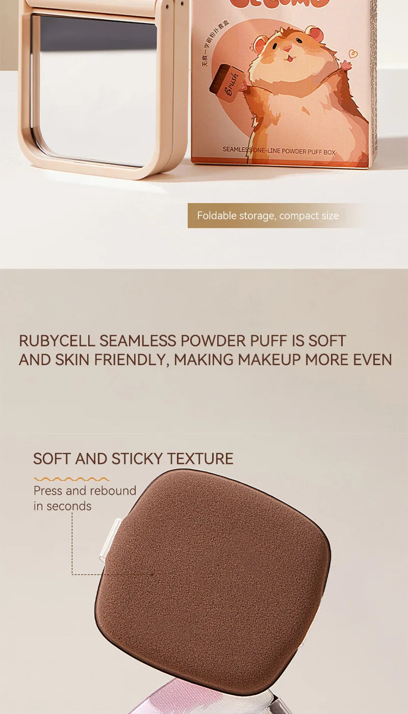 Portable Traceless Makeup Brush and Puff Case with Mirror - 11