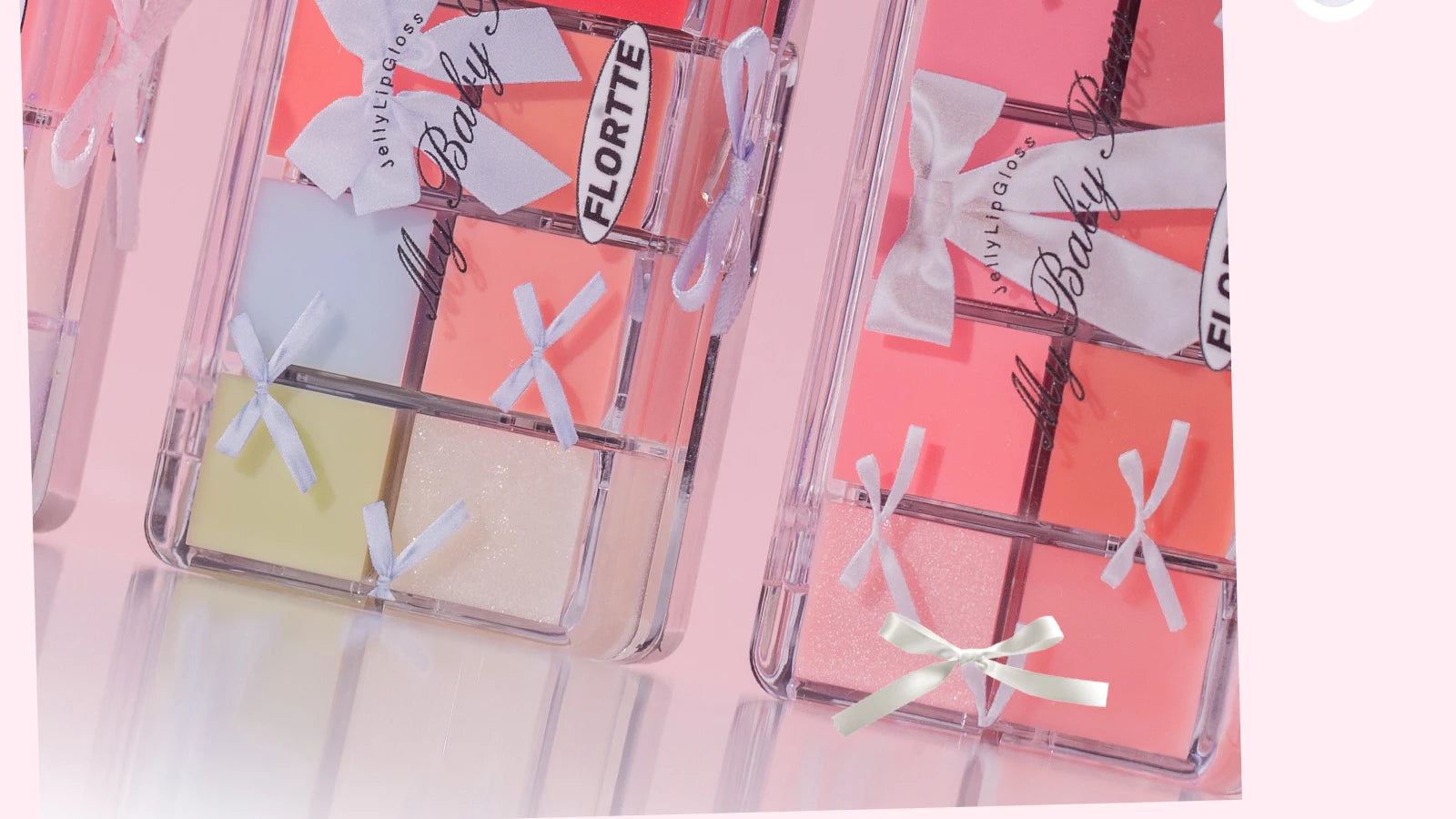 10-Color Jelly Lip Gloss Palette with Bow Design - 59