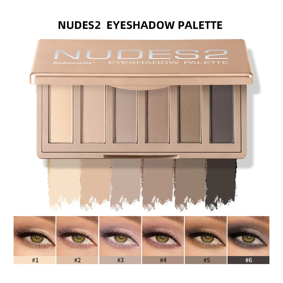 6-Color Matte Eyeshadow Palette for Neutral Nude Looks - 8