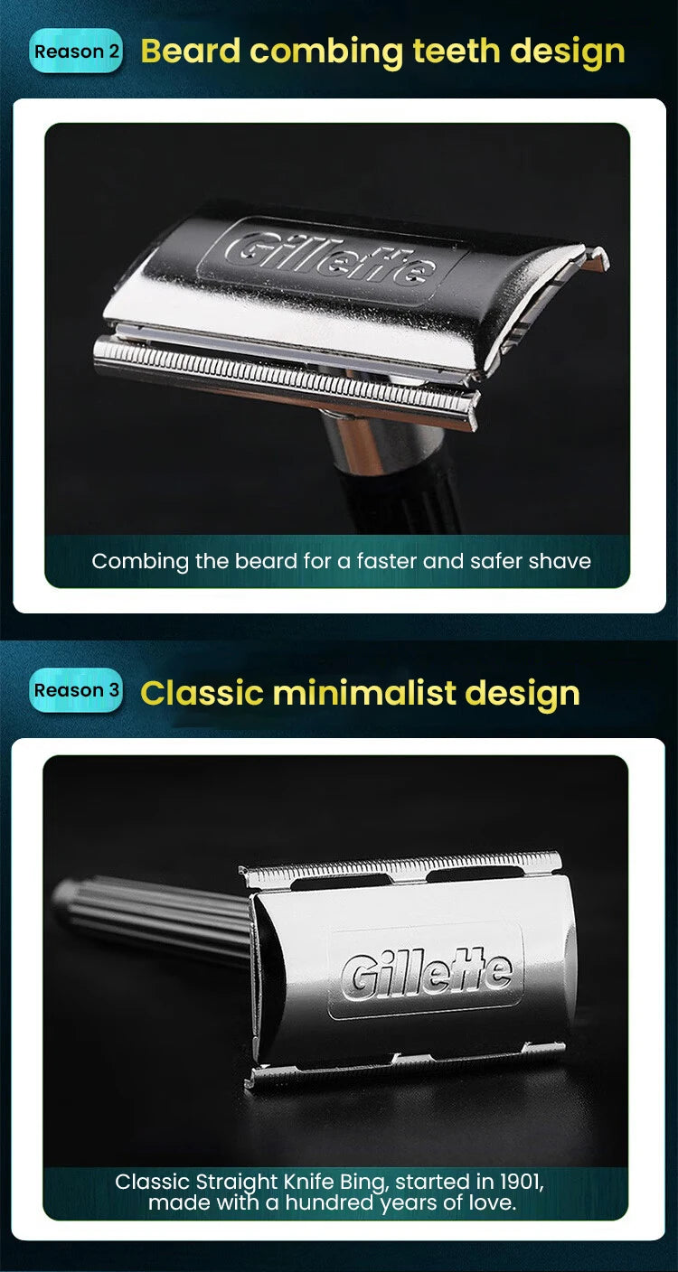 Classic Stainless Steel Double-Edge Manual Shaving Razor - 3