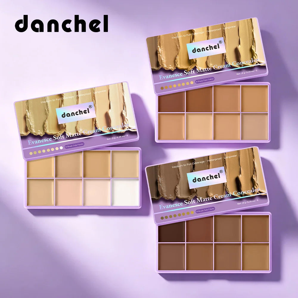 8-Shade Matte Cream Concealer Palette for Full Face Coverage