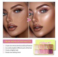 8-Color Cream Highlighter and Contour Palette for Radiant Makeup