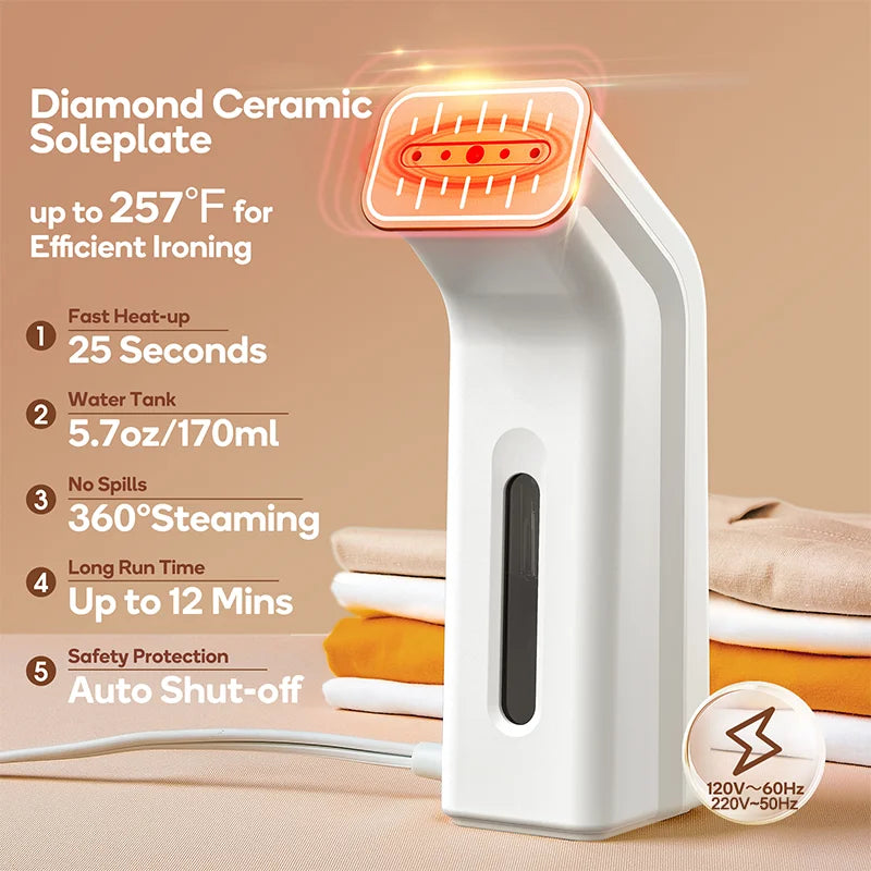 Portable Handheld Garment Steamer for Travel and Home - 1