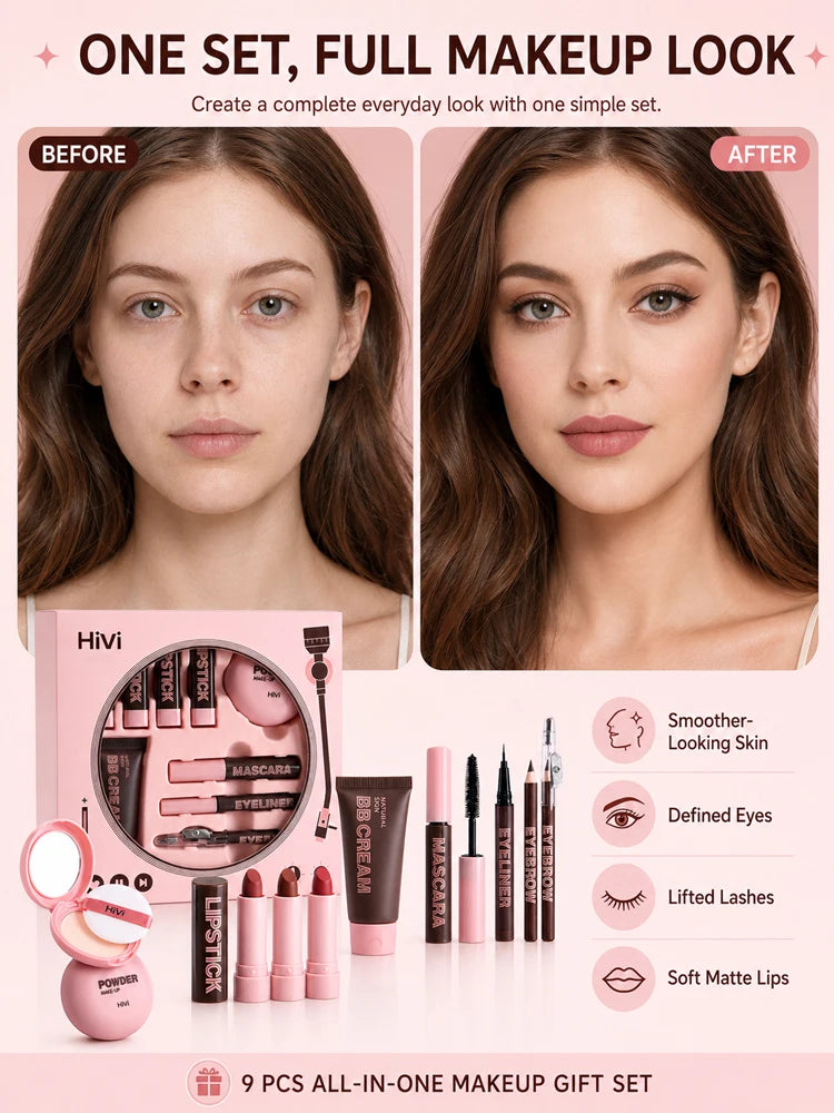 9-Piece All-in-One Professional Makeup Beauty Gift Set - 9