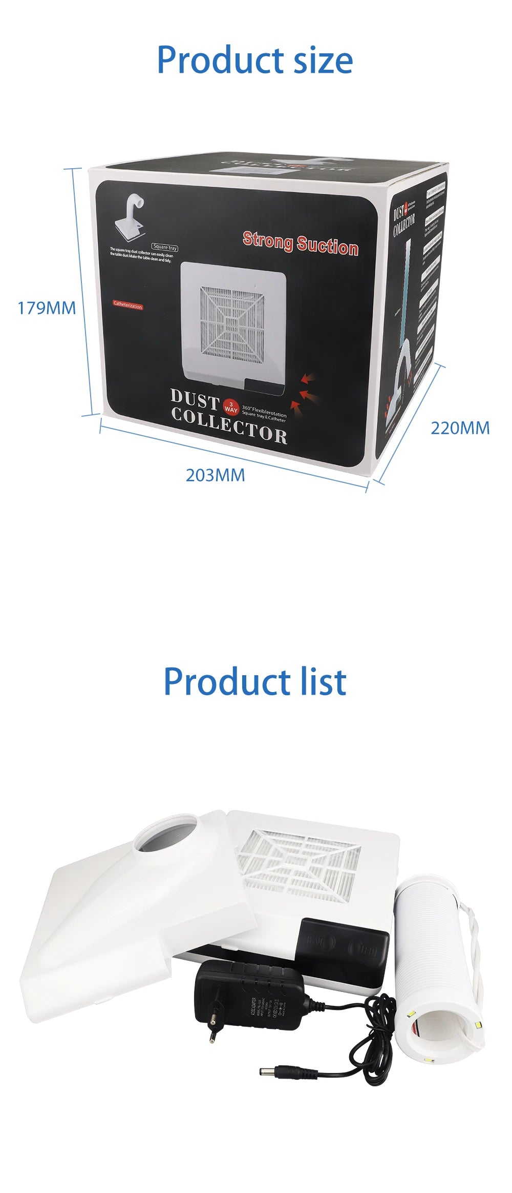 60W Dental Lab Dust Collector with LED Light - 11