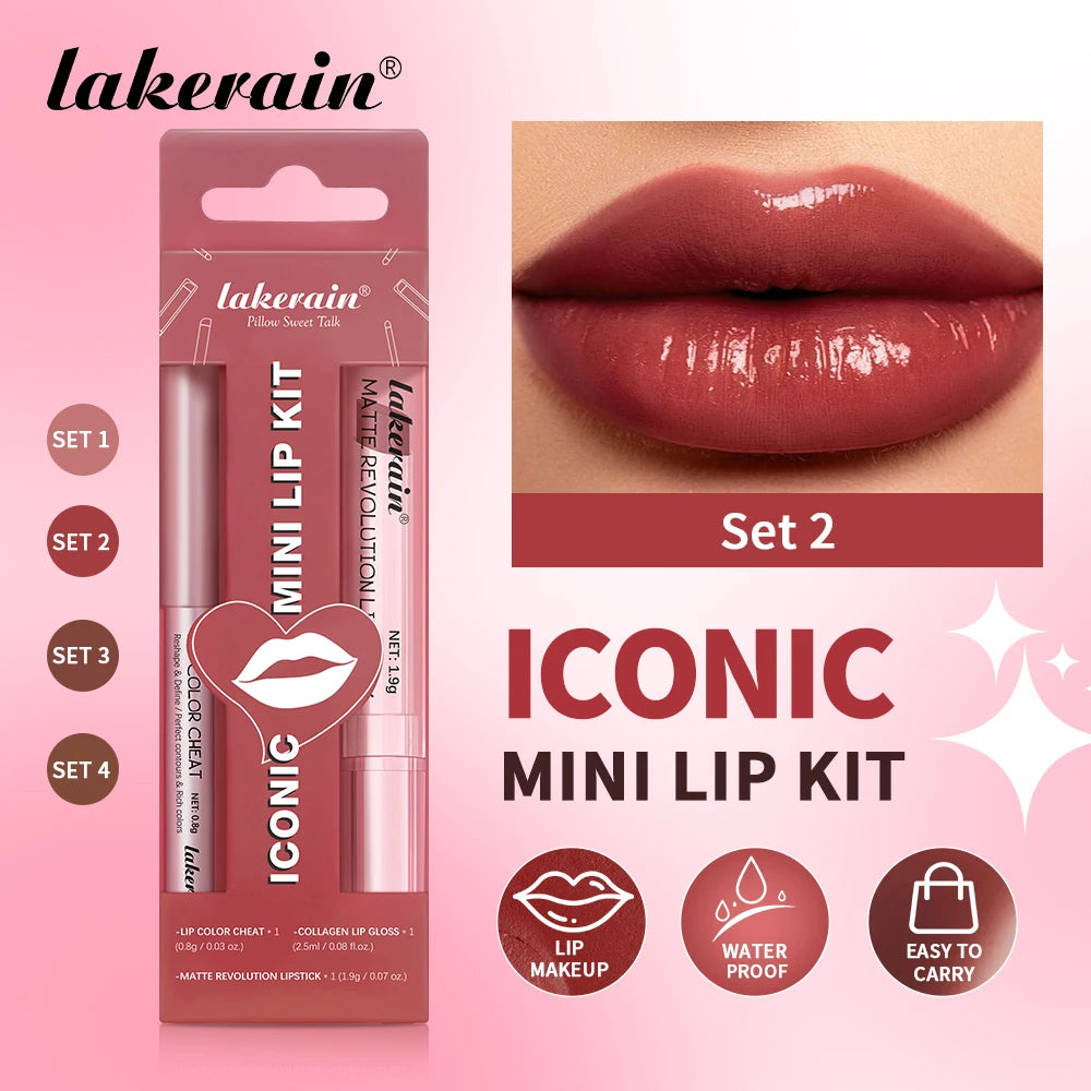 3-Piece Waterproof Matte Lip Makeup Set for Travel - 1