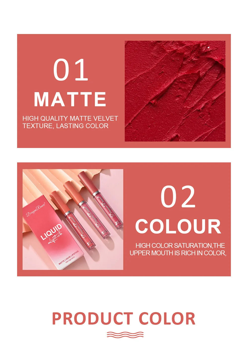 3-Piece Waterproof Matte Liquid Lipstick Set - 9