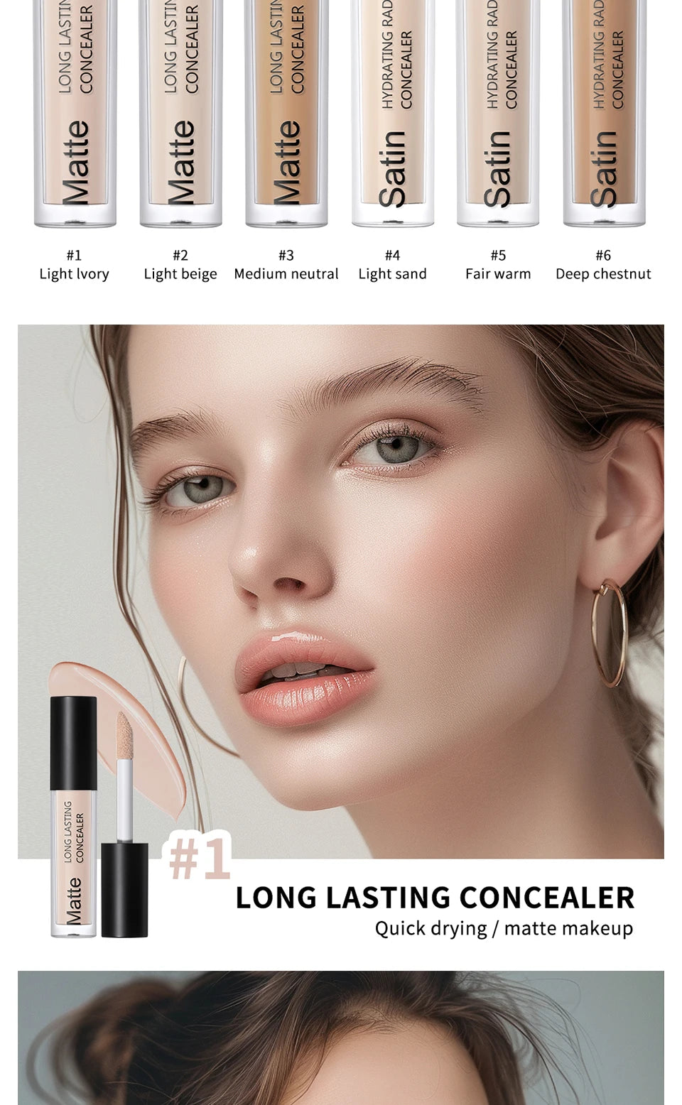 Full Coverage Matte Liquid Concealer for Face - 8