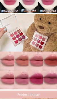 9-Color Velvet Lip Mousse Palette - Matte & Long-Lasting