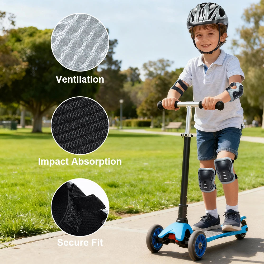 Kids Adjustable Protective Helmet and Safety Gear Set - 17