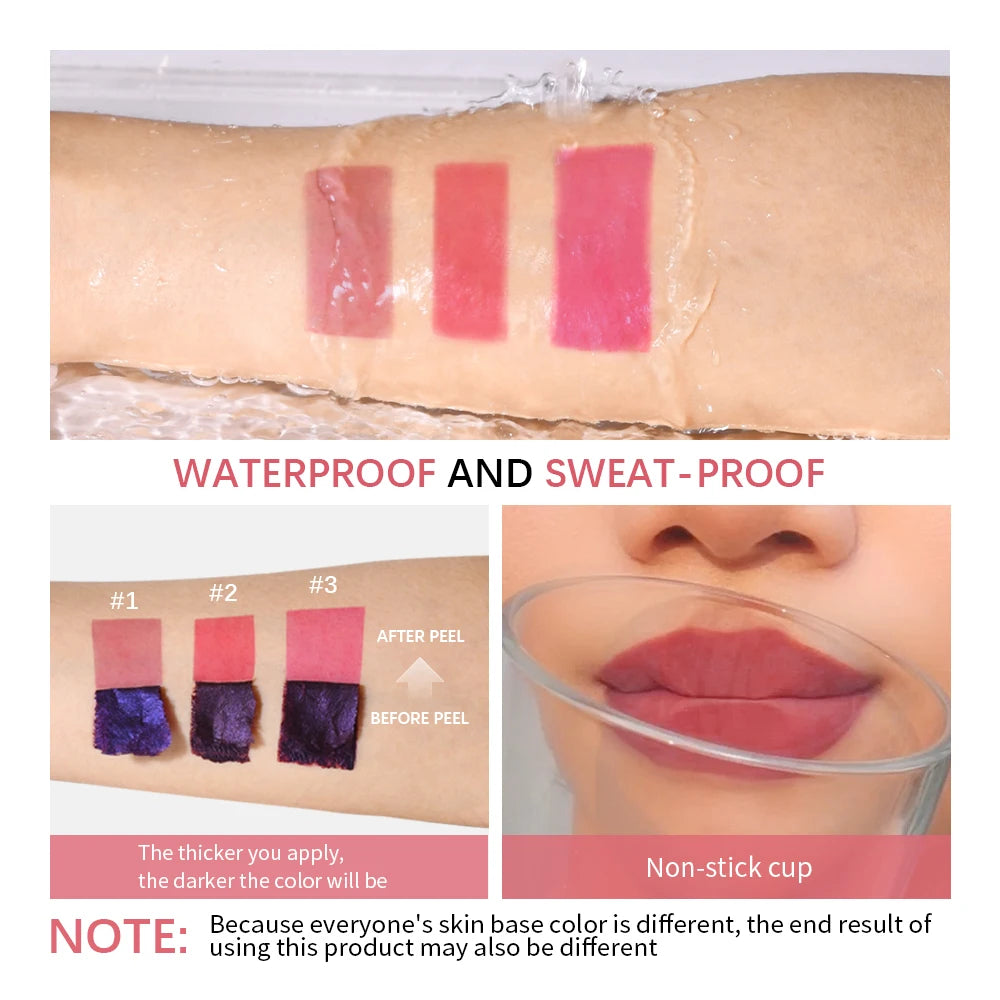 3-Piece Waterproof Peel-Off Lip Stain Set - 6