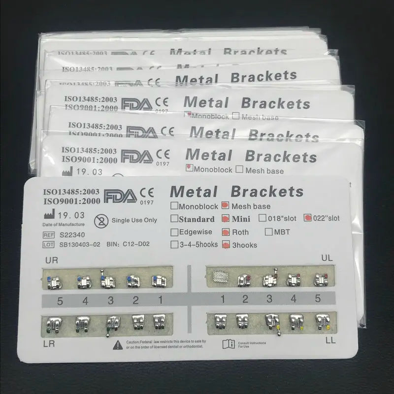 Professional Metal Orthodontic Dental Brackets Set - 10