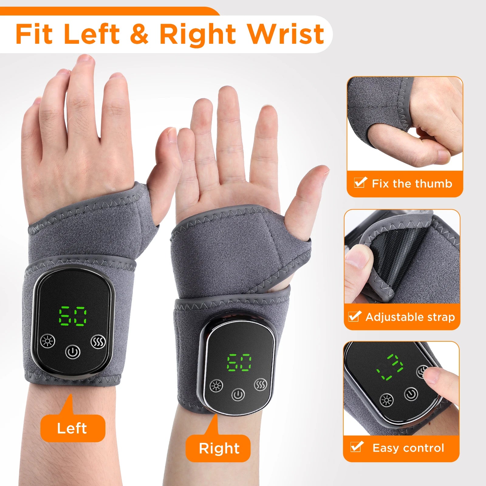 Heated Vibrating Wrist Massager for Pain Relief - 28
