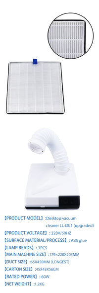 60W Dental Lab Dust Collector with LED Light