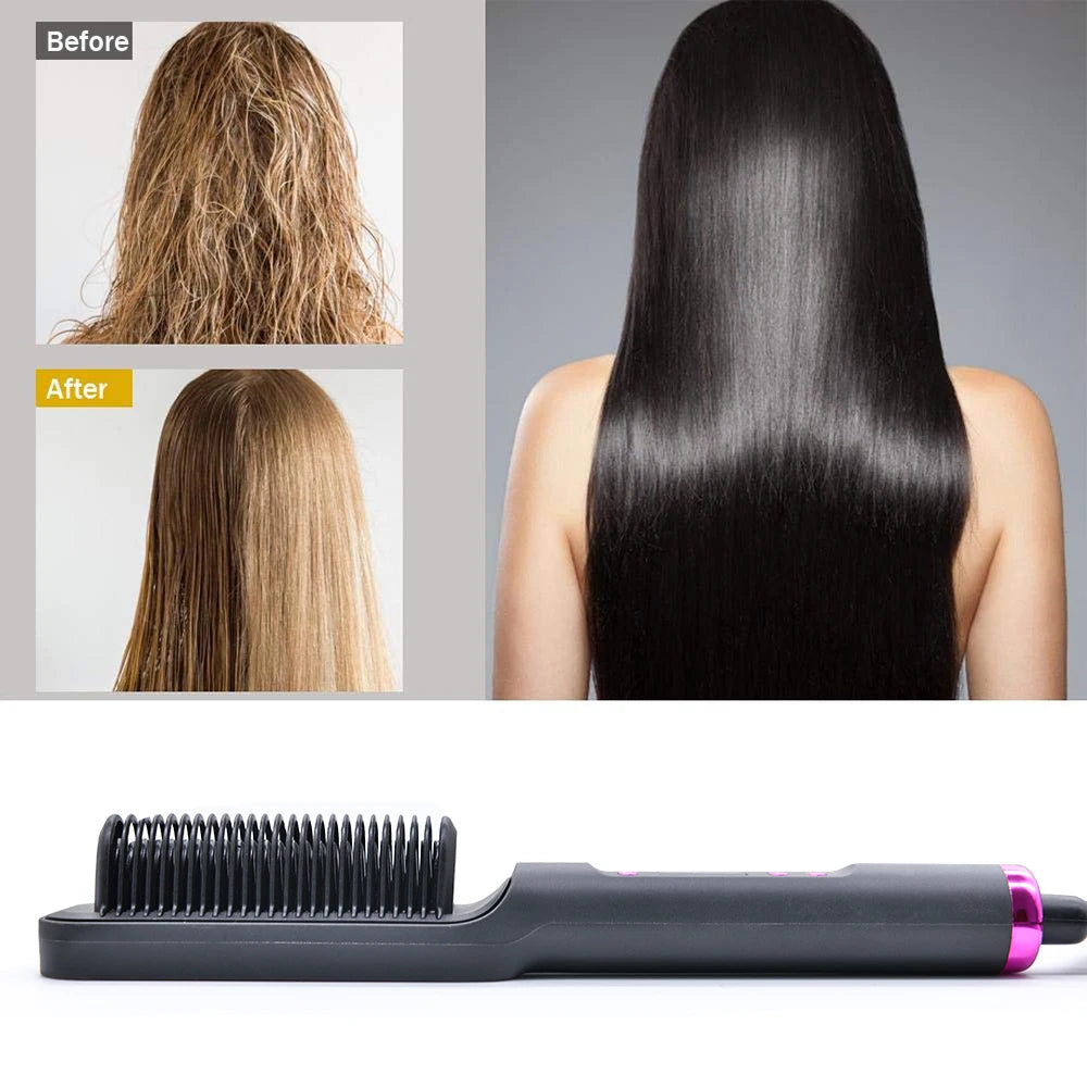 Professional Ceramic Hair Straightening Brush - 8