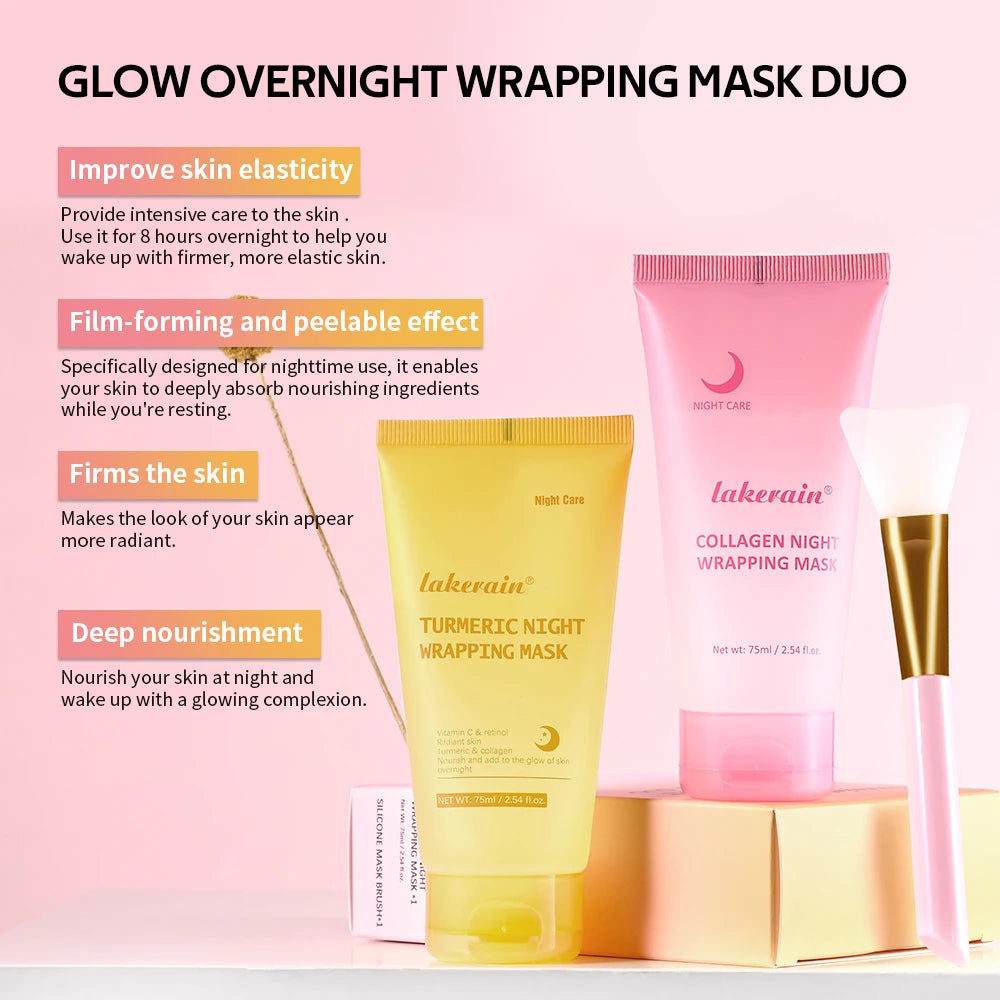 Overnight Peel-Off Collagen and Turmeric Face Mask Duo - 3