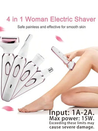 4-in-1 Rechargeable Electric Lady Shaver for Face and Body
