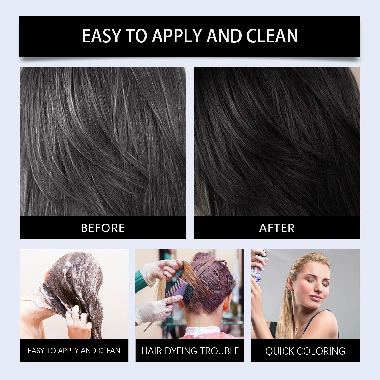 Instant Temporary Black Hair Color Spray for Roots and Styling - 4