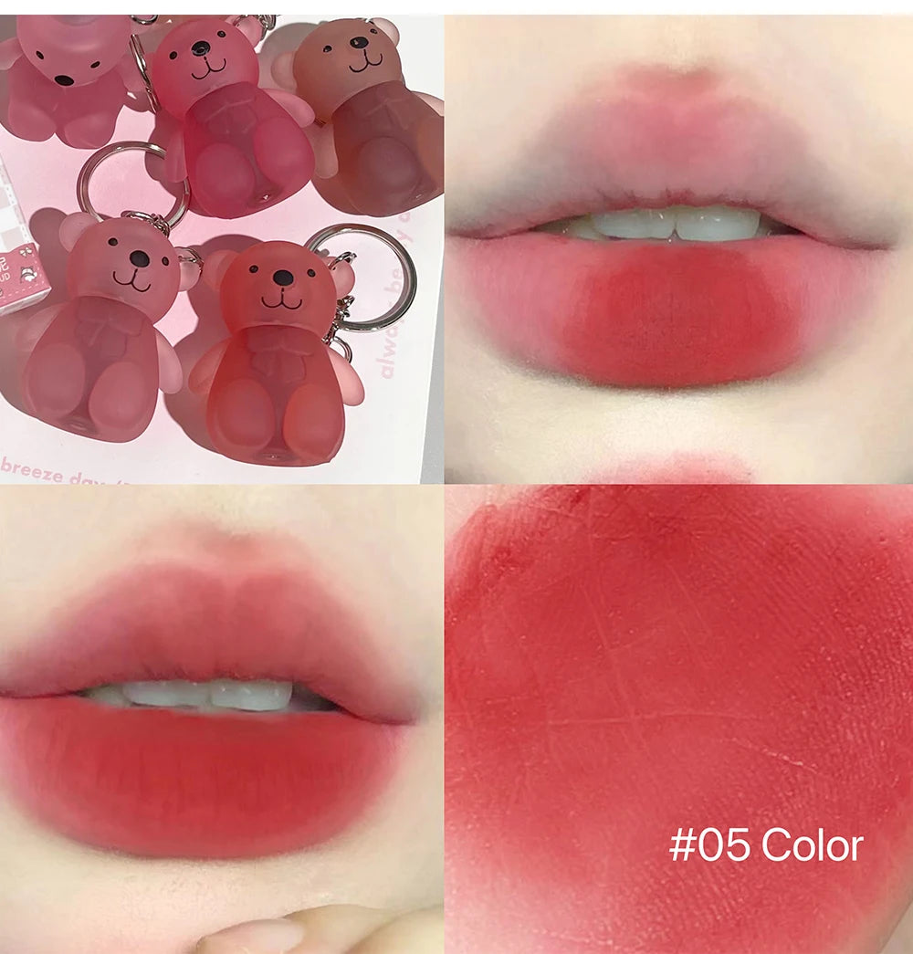 Cute Bear Velvet Matte Lip Mud Keychain - 18