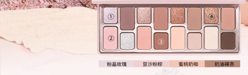 16-Color Highly Pigmented Matte and Shimmer Eyeshadow Palette - 15