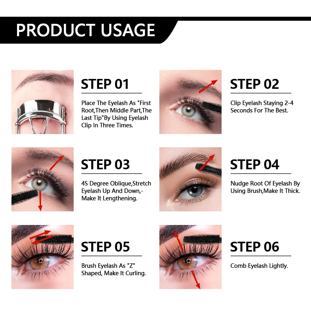 4D Silk Fiber Waterproof Lengthening Mascara Set - 16