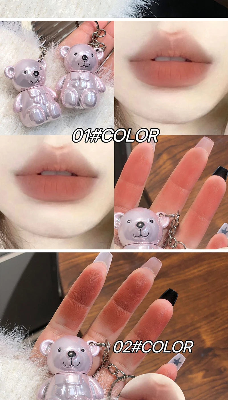 Cute Bear Keychain Velvet Matte Lip Clay - 11