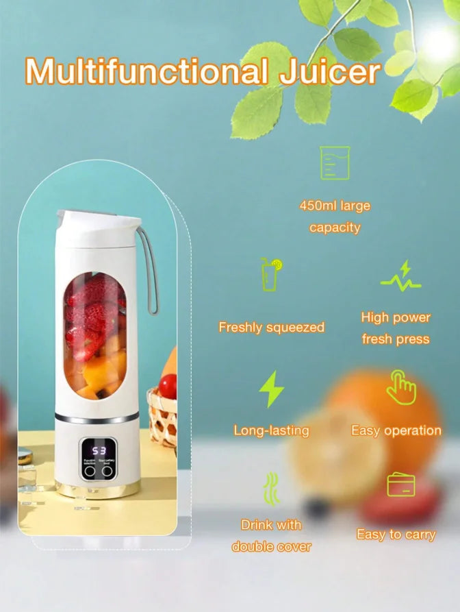 Portable USB Rechargeable Mini Blender with Digital Display - 8