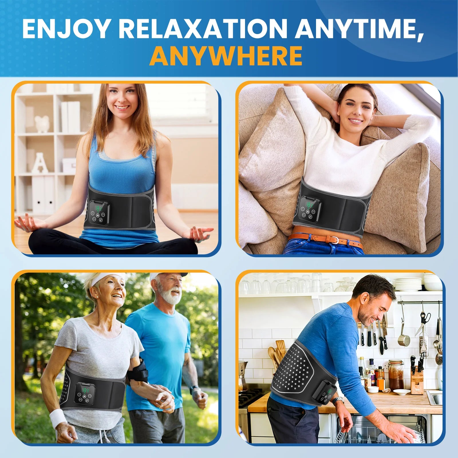 Heated Lumbar Air Compression Massage Belt for Back Pain Relief - 14