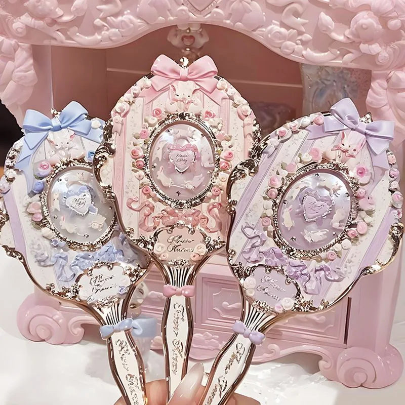 Cute Teddy Bear Handheld Makeup Mirror - 2