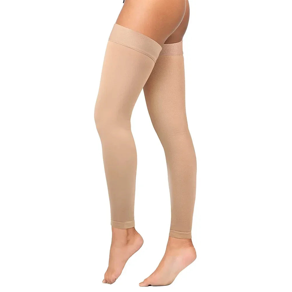 Thigh-High Footless Compression Sleeves for Leg Pain Relief - 21
