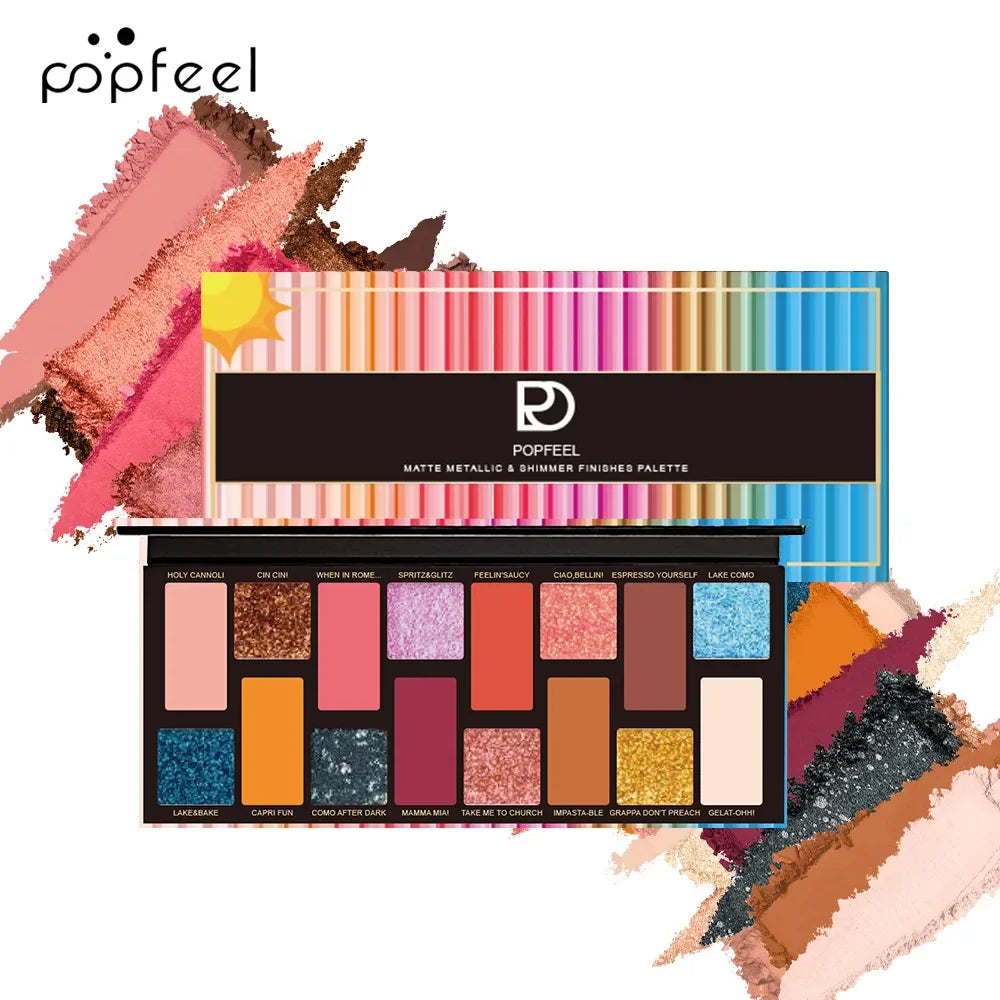 16-Color Waterproof Shimmer and Matte Eyeshadow Palette - 8