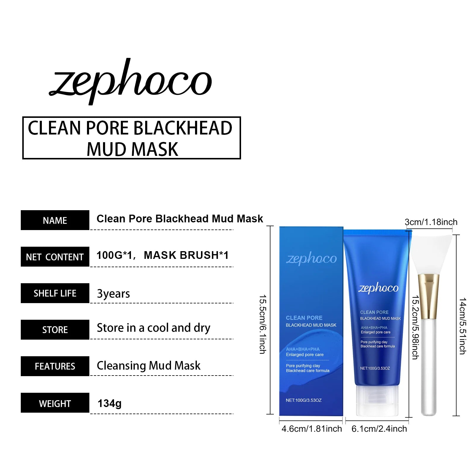Deep Pore Cleansing AHA BHA PHA Mud Mask for Blackhead Removal - 10