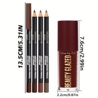 4-Piece Waterproof Matte Lip Liner and Gloss Set